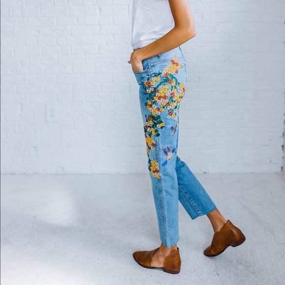 free people embroidered jeans